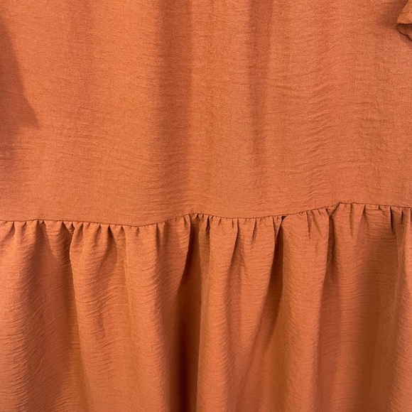 Harlow & Rose Ruffle Tiered Brown V-Neck Short Sleeve Top EUC Large Women’s - Picture 5 of 11